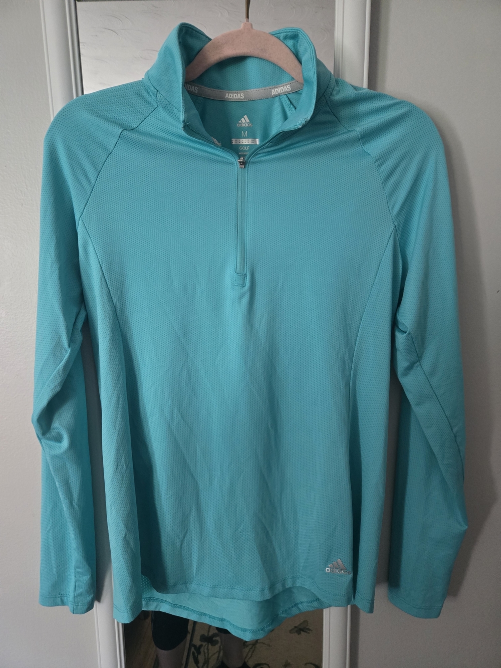 Adidas Teal Quarter-Zip Long Sleeve Top